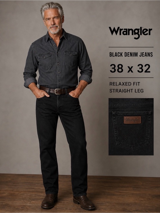 Wrangler Other - Wrangler Black Denim Back Pocket with Tan Patch - excellent used condition